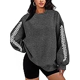 TSMNZMU Women Oversized Sweatshirts - Crewneck Long Sleeve Pullover Fleece Hoodie - Goth Grunge Punk Emo & Alt Style