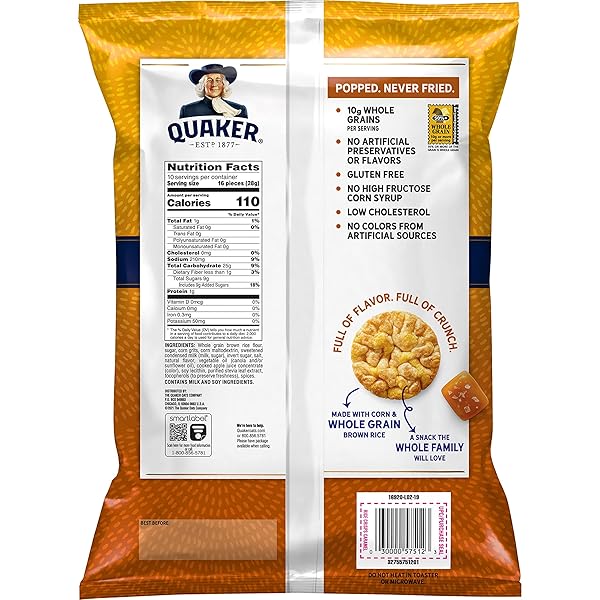 QUAKER RICE CRISPS CARAMEL, 9.8 OZ