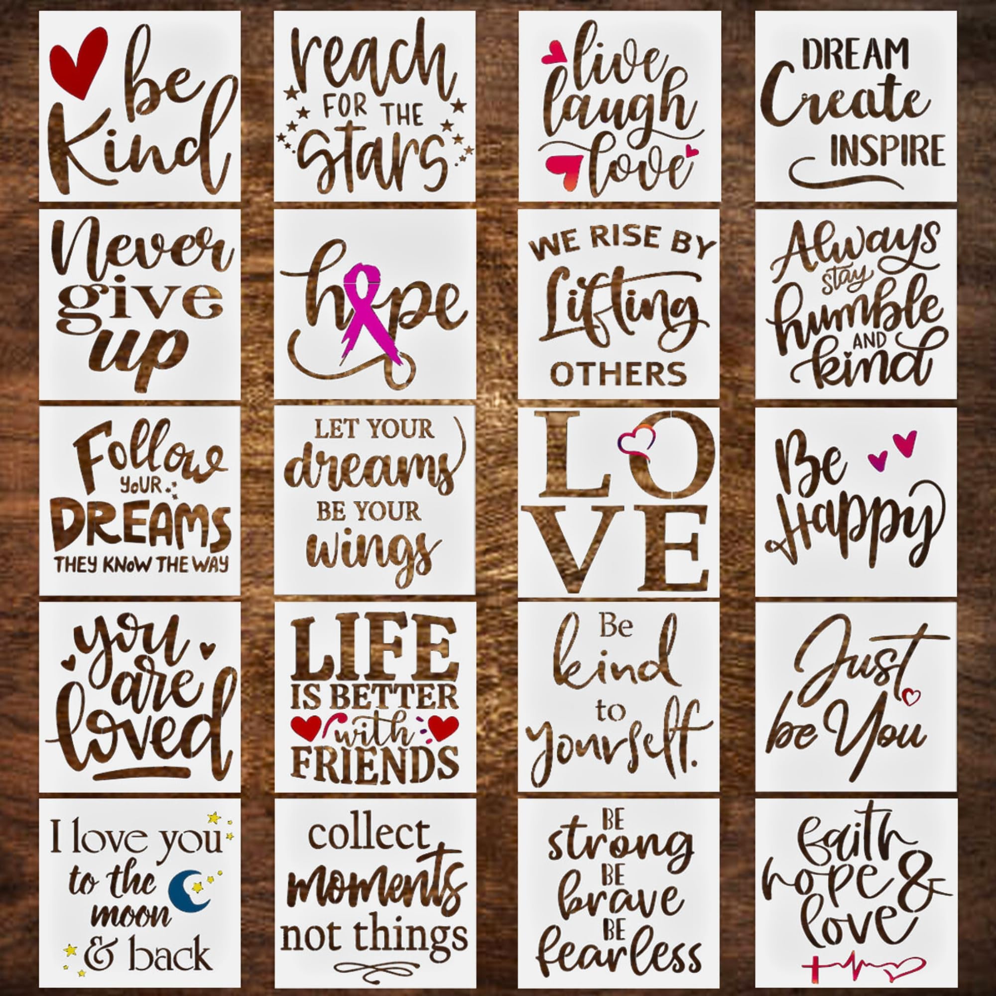 Mua 20 Piece Inspirational Word Stencil Set, Stencils for Painting on ...
