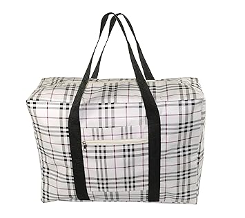 DAHSHA Womens Lightweight Foldable Shoulder Organiser Storage Carrying Bag , Off White, 20x15.5x8.5 Inch