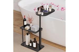 Sunnacate Bathtub Tray Table, Freestanding Bath Side Table Tub Tray Caddy, 3 Layer Bamboo Bath Board Shelf, Bathtub & Bathroom Accessories, New Home Gift for Mom, Housewarming, Anniversary, Wedding