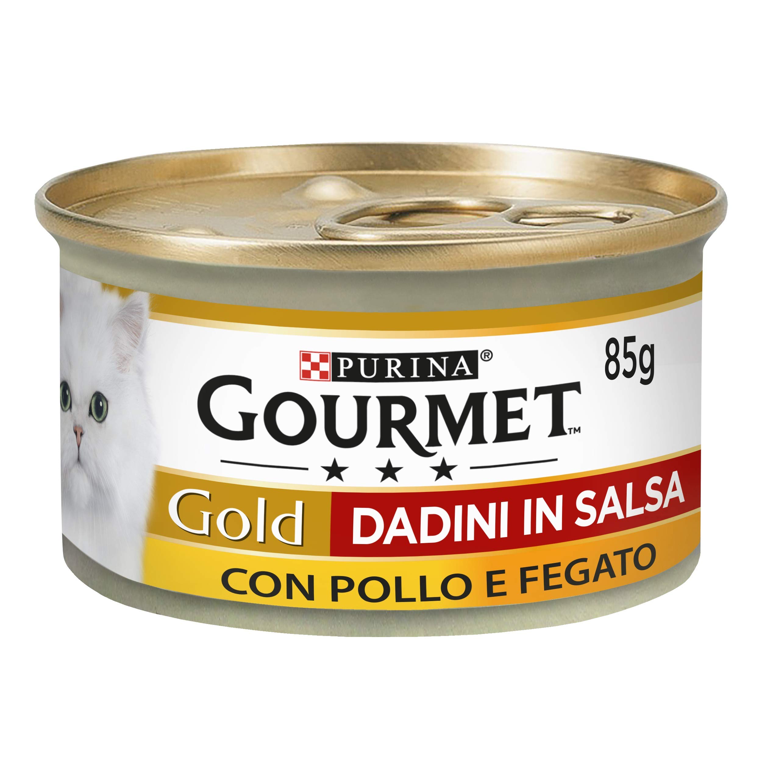 GOURMET Gold Wet Food for Adult Cats Dice in Sauce with Chicken and Liver 24 Cans of 85 g
