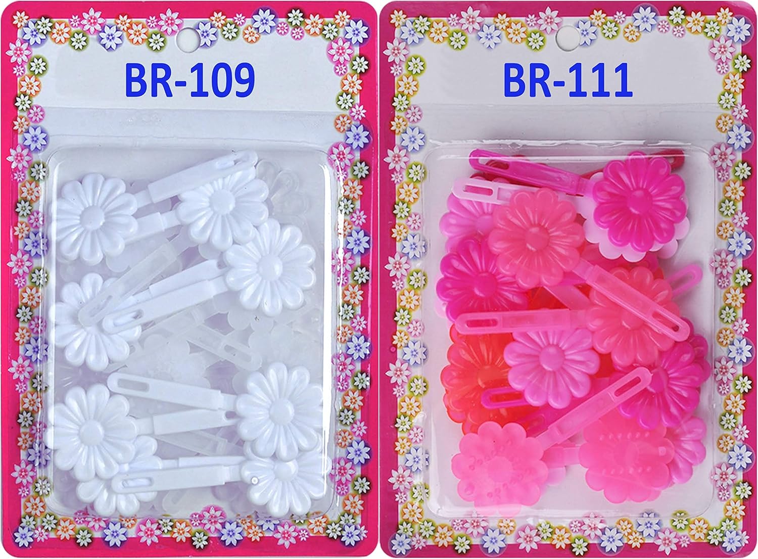 Tara Girls Self Hinge Plastic Bow Hair Barrettes Selection Pack Of 2 (BR-109-111) : Beauty