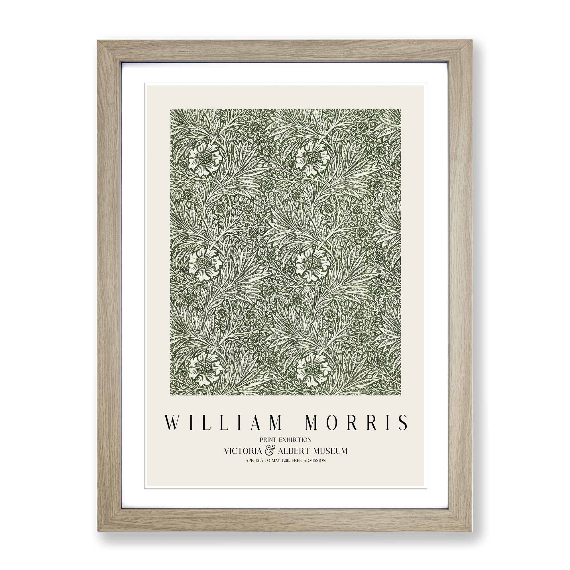 Marigold Vol.1 By William Morris Exhibition Museum Painting Framed Wall Art Print, Ready to Hang Picture for Living Room Bedroom Home Office Décor, Oak A4 (34 x 25 cm)
