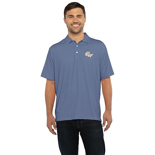 Vantage Apparel Men's Collegiate Premium Moisture Wicking Stretch Fit Striped Polo, George Washington Revolutionaries, 3X-Large Team Color