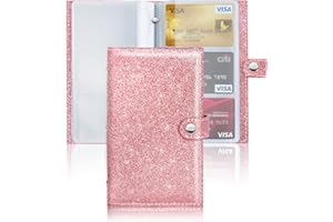 Jasenna Business Card Organizer,Business Card Holder Book Case PU Leather Organization Binder Name ID Card Holder for Men & Women, Up to 192 Cards Capacity(1-Rose Gold)