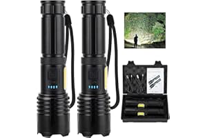 FUROLD Rechargeable LED Flashlights High Lumens,900,000 Lumens Super Bright Flashlight,High Powerful Flash Light 7 Modes with COB Work Light,IPX7 Waterproof for Outdoor Emergency Camping Hiking