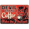 Devil Brand Coffee 'Wake The Hell Up' Tin Sign – 16x12 Inches Rustic Decor For Kitchen Or Bar