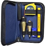 AWF PRO Plumb Bob Kit - 16 oz and 8 oz Solid Brass Plumb Bobs, 14 ft Retractable Line Reel with Magnetic Base, 2 Pencils, Pen