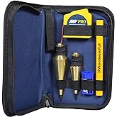 AWF PRO Plumb Bob Kit - 16 oz and 8 oz Solid Brass Plumb Bobs, 14 ft Retractable Line Reel with Magnetic Base, 2 Pencils, Pencil Sharpener, Carrying Case