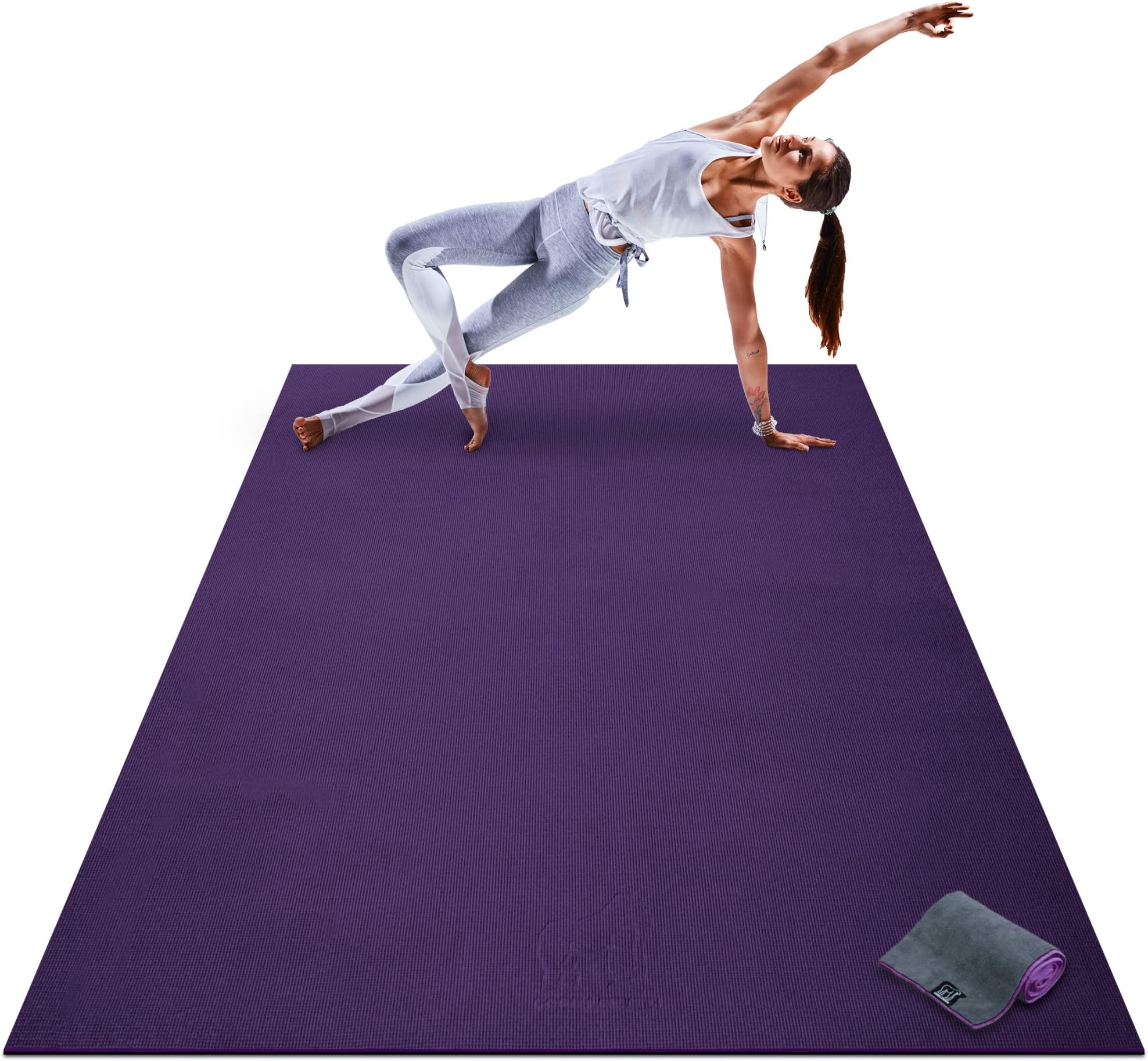 Premium Large Yoga Mat - 7' x 5' x 8mm Extra Thick, Ultra Comfortable, Non-Toxic, Non-Slip, Barefoot Exercise Mat - Yoga, Stretching, Cardio Workout Mats for Home Gym Flooring (84" Long x 60" Wide)