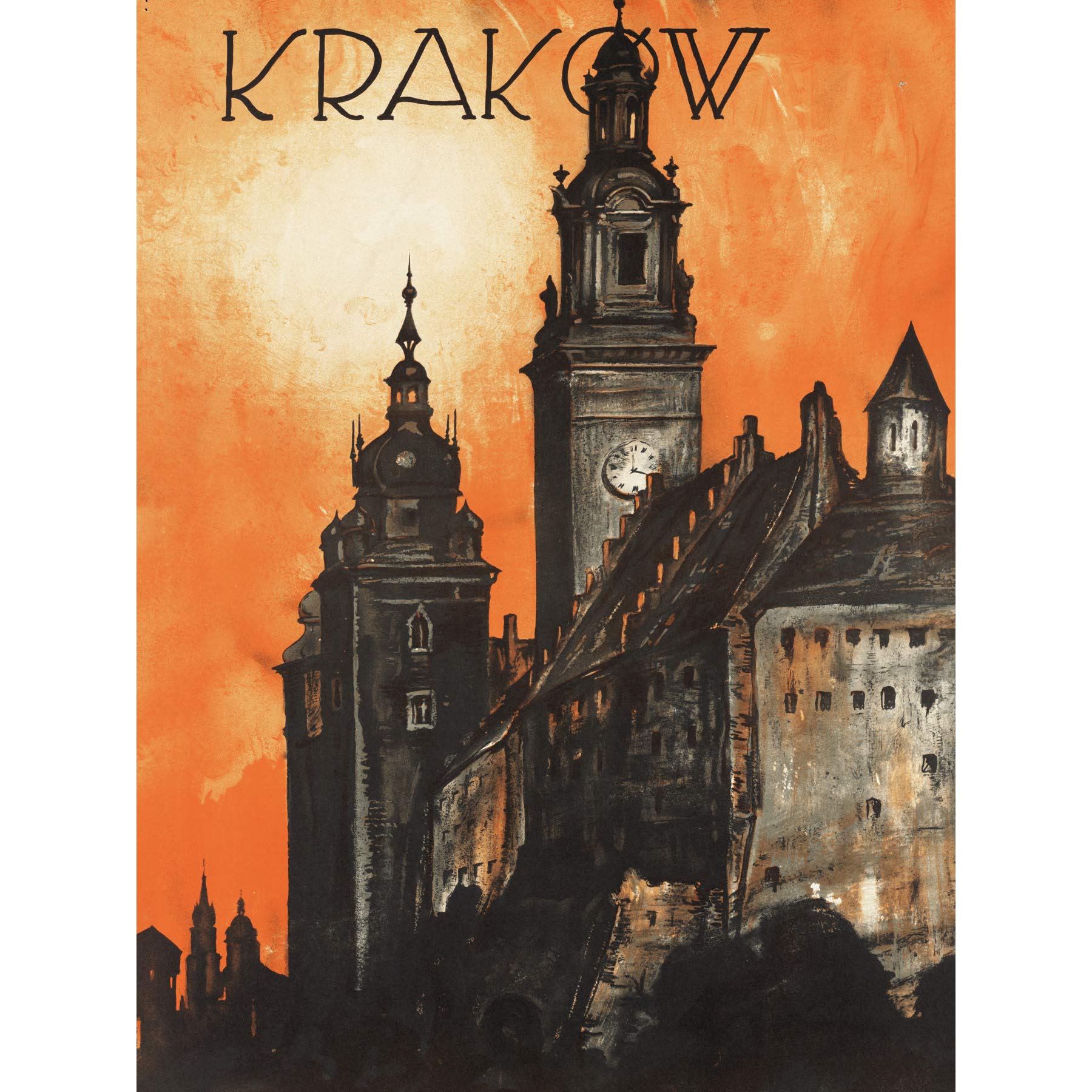 Krakow Poland Wawel Cathedral Travel Tourism Vintage Advert Large Wall Art Print Canvas Premium Mural