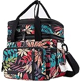 MOV COMPRA Leaf Printed Leakproof Expandable Large Double Deck Lunch Box Cooler Bag for Women Men, Beach Cooler Bag with Removable Shoulder Strap
