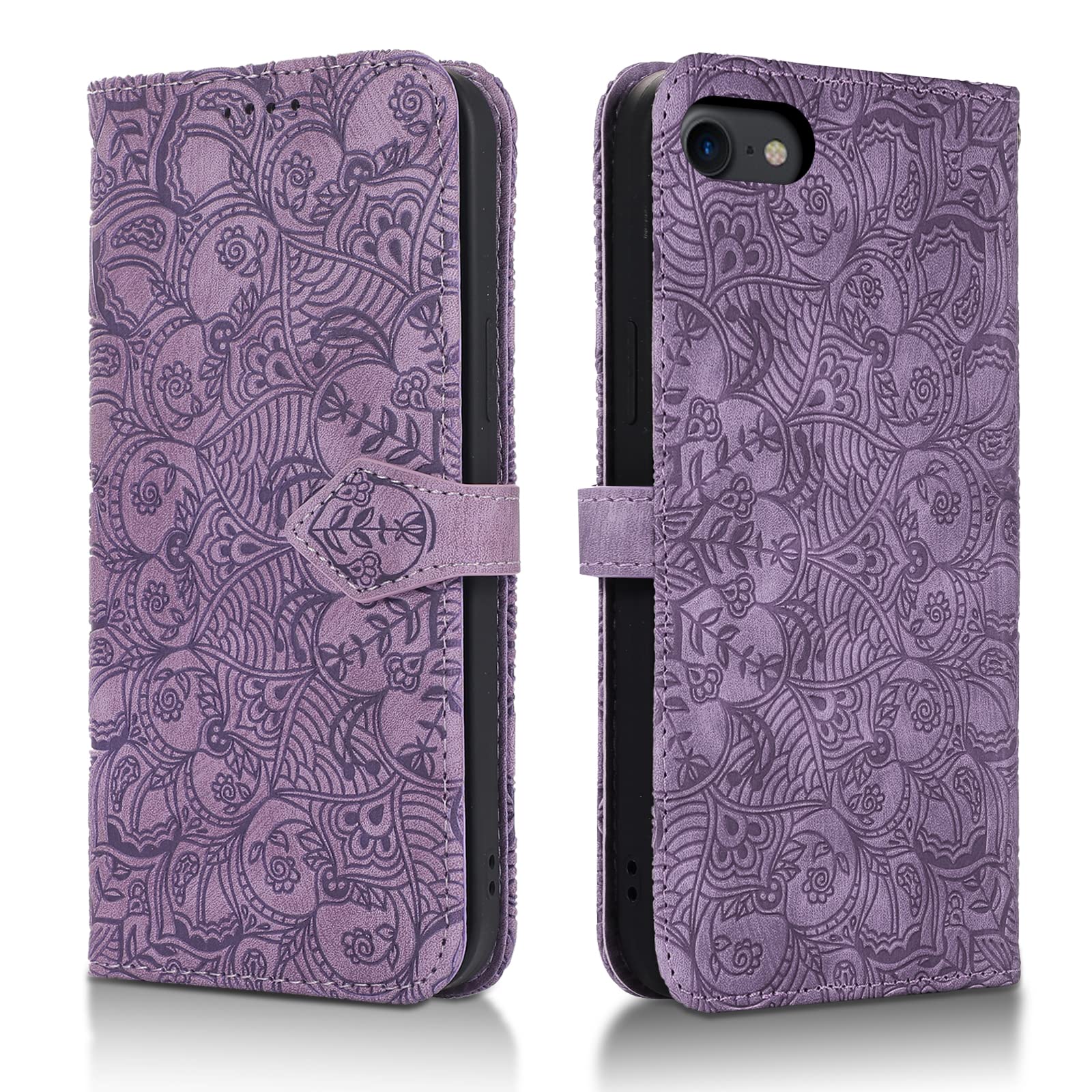 Succtopy iPhone SE 2022 5G/SE 2020/7/8 PU Leather Flip Case Cover Mobile Cases Book Flip Wallet Cover Case Compatible with iPhone SE 2022 5G/SE 2020/7/8 - Violet