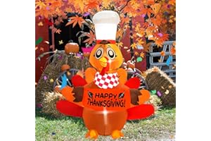 SHDEJTG 6FT Thanksgiving Inflatable Outdoor Decoration Turkey Inflatable Patio Decoration with Built-in LED Lights, Suitable for Thanksgiving Holiday Party, Patio, Lawn, Garden Winter Decoration