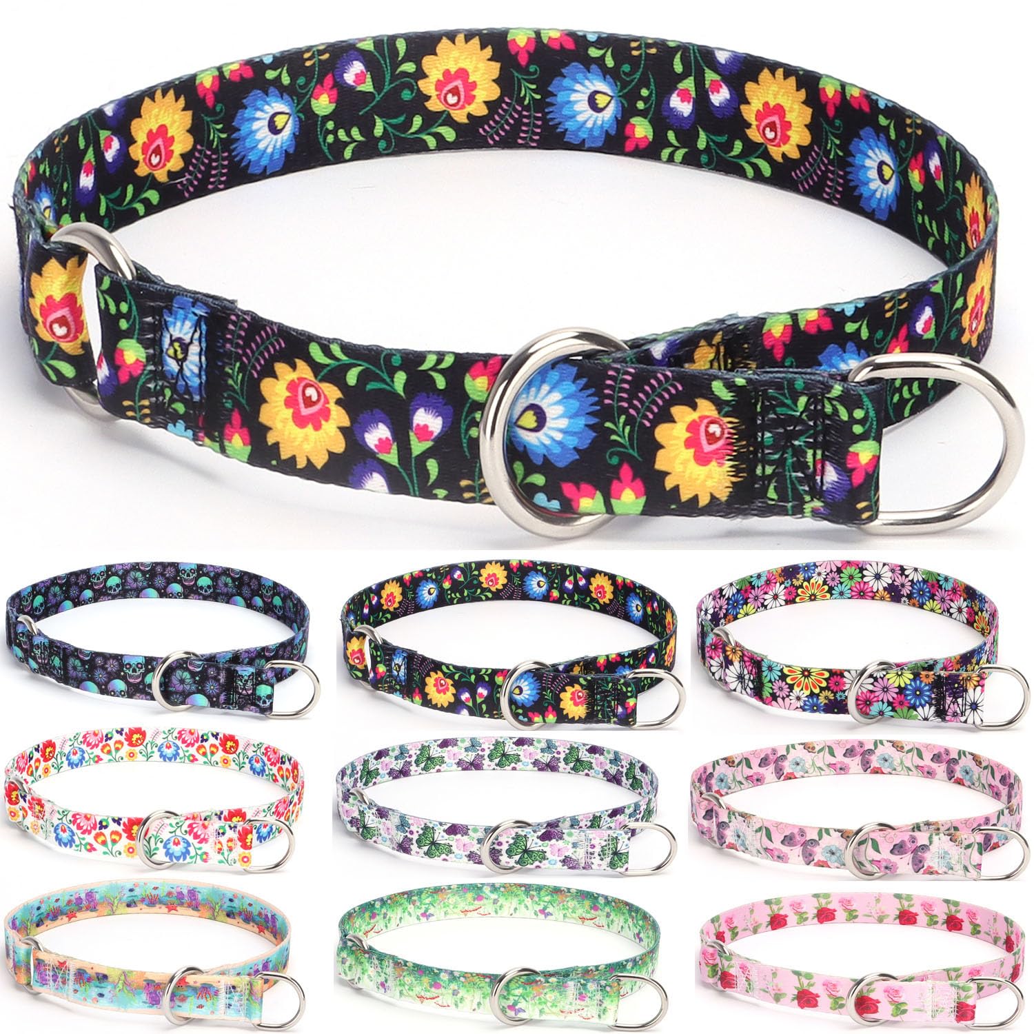 haoyueer Training Dog Collar, No Pull Martingale Collar, Slip Collar with Slidable Stop Ring for Small, Medium, Large Dogs (L, Black)