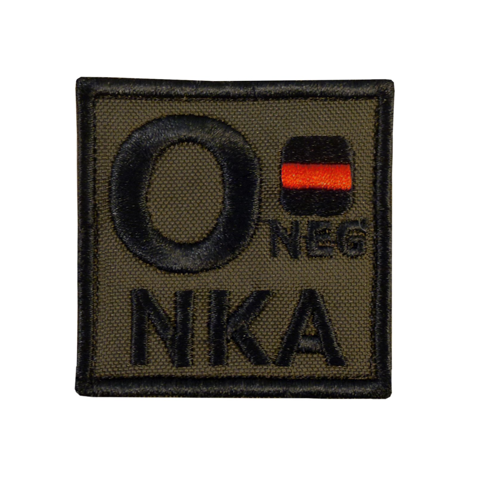 Olive Drab O NEG O- NKA Blood Type OD Green Embroidered Fastener Patch