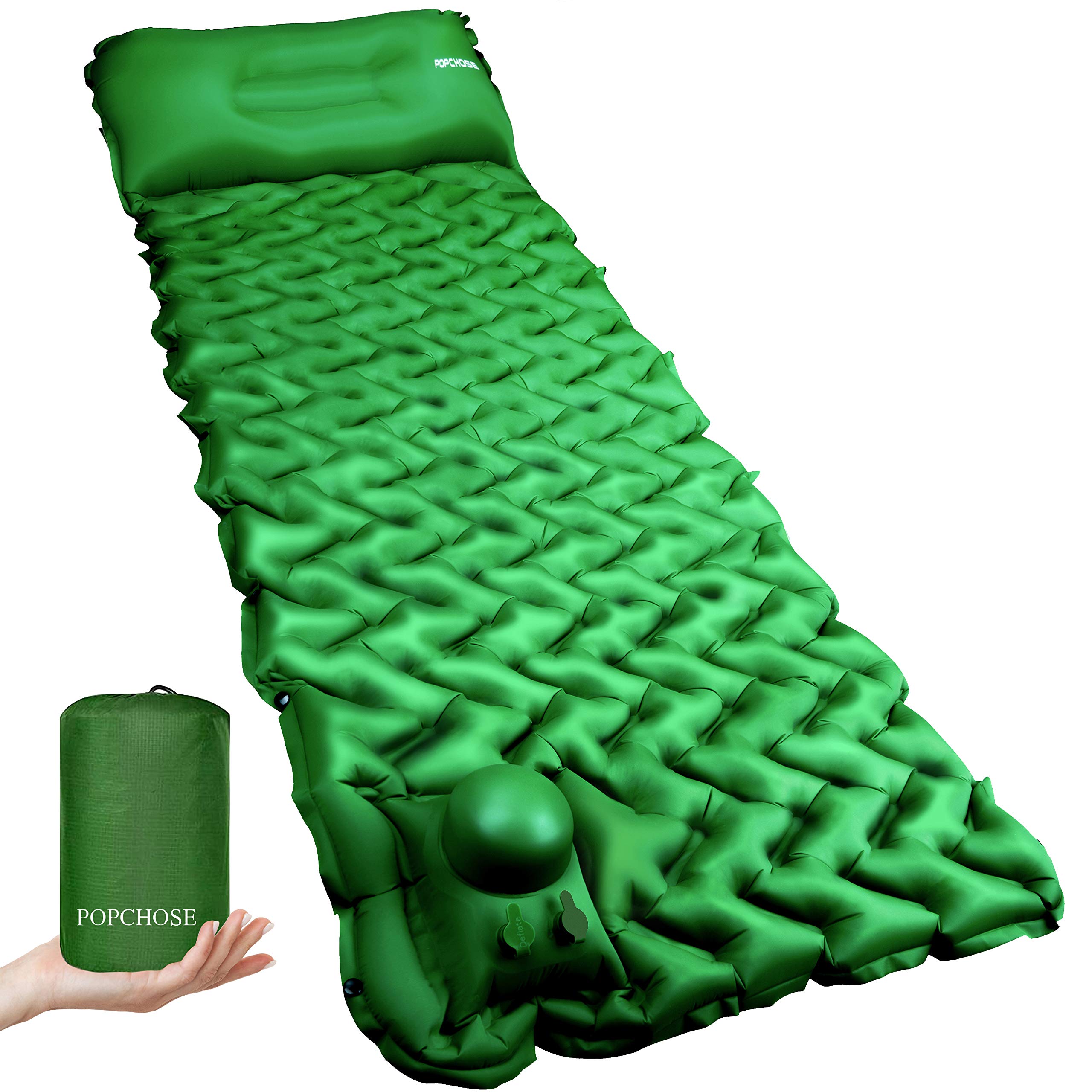 POPCHOSE Camping Sleeping Pad with Air Pillow Compact Ultralight