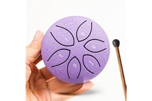WENTELMUSIC Mini Steel Tongue Drum, 3 Inch 6 Note Steel Hand Drum, Outdoor Rain Drum Instrument, for Camping, Meditation or Yoga,Musical Enlightenment Gift. (Violet) T