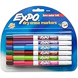EXPO Low-Odor Dry Erase Markers, Fine Point, Assorted Colors, 12-Count