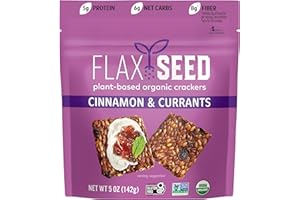 Flackers Organic Flax Seed Crackers Cinnamon & Currants, 5 Ounce 1 Pack, Gluten Free, Non GMO, Vegan, Naturally Sweet