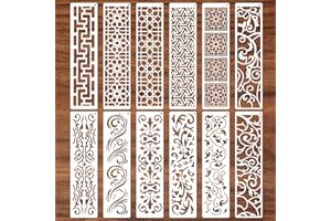 MWOOT Flower Border Stencils for Painting, 12 PCS Reusable Mandala Stencils for Crafts, Geometric Texture Background Template
