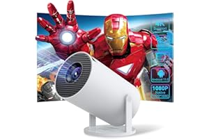 DOCUTCA Mini Projector with Android 11, Portable Projector 5G WiFi6 BT5.0, Smart Projector 4K 1080P Full HD Support Auto Horizontal Correction, 180°Rotatable Home /Outdoor Projector for Phone/TV Stick/Laptop