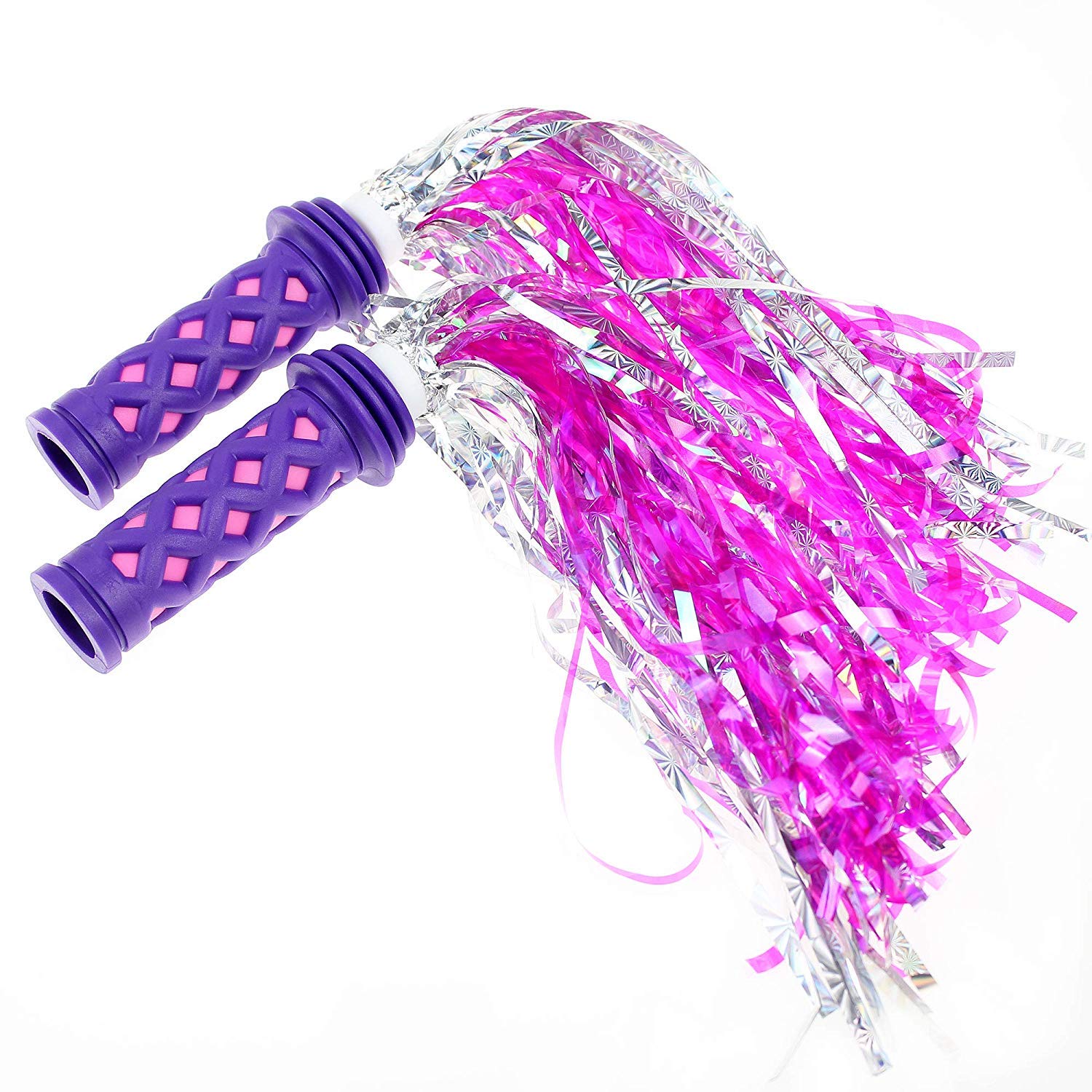 Photo 1 of SAPLIZE Kids Bike Handlebar Grips, Shorter Length(4.13"), for Kids Girls Boys Bikes, Balance Bikes, Road Bikes and Scooters, with Tassel Streamers, Purple