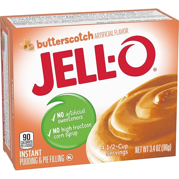 JELL-O BUTTERSCOTCH INSTANT PUDDING & PIE FILLING MIX, 3.4 OZ – PACK OF 24
