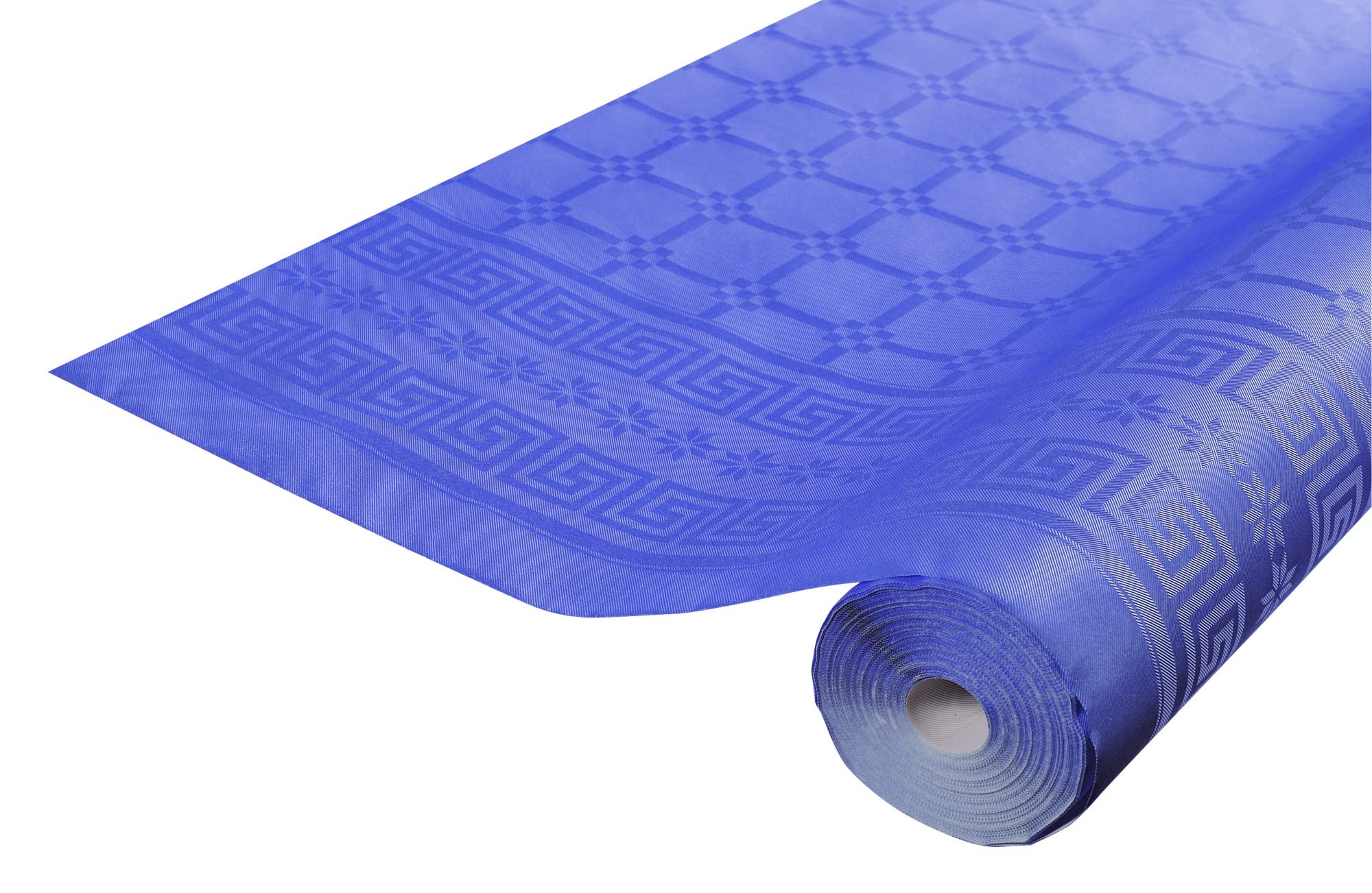 Damask paper disposable tablecloth in roll 25 M long X 1.18 M wide - Damask paper with a chic and classic universal pattern - Navy blue — image 1