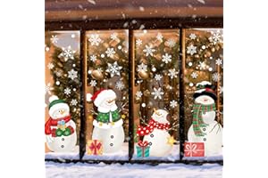 PSEUTIO 128 PCS Large Christmas Window Clings Snowman Snowflake Stcikers for Christmas Window Decorations