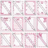 Eaasty 48 Pcs Galentine's Day Gifts Bulk Pink Bow Aesthetic Notepad and Pen Bestie Notes and Pen Set for Best Friends Friendship Gift Women Office Meeting Birthday Supplies