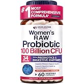 Wholesome Wellness Dr. Formulated Raw Probiotics for Women 100 Billion CFUs Capsules with Prebiotics, Probiotcs and Digestive Enzymes, Approved for Adults