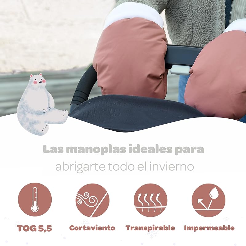 , Luvas/luvas/protetores de mãos para carrinhos, proteção contra chuva/neve, fechos com fecho, Ultra quente, macio, Polar, À prova de vento, Impermeável, Respirável, Terracota