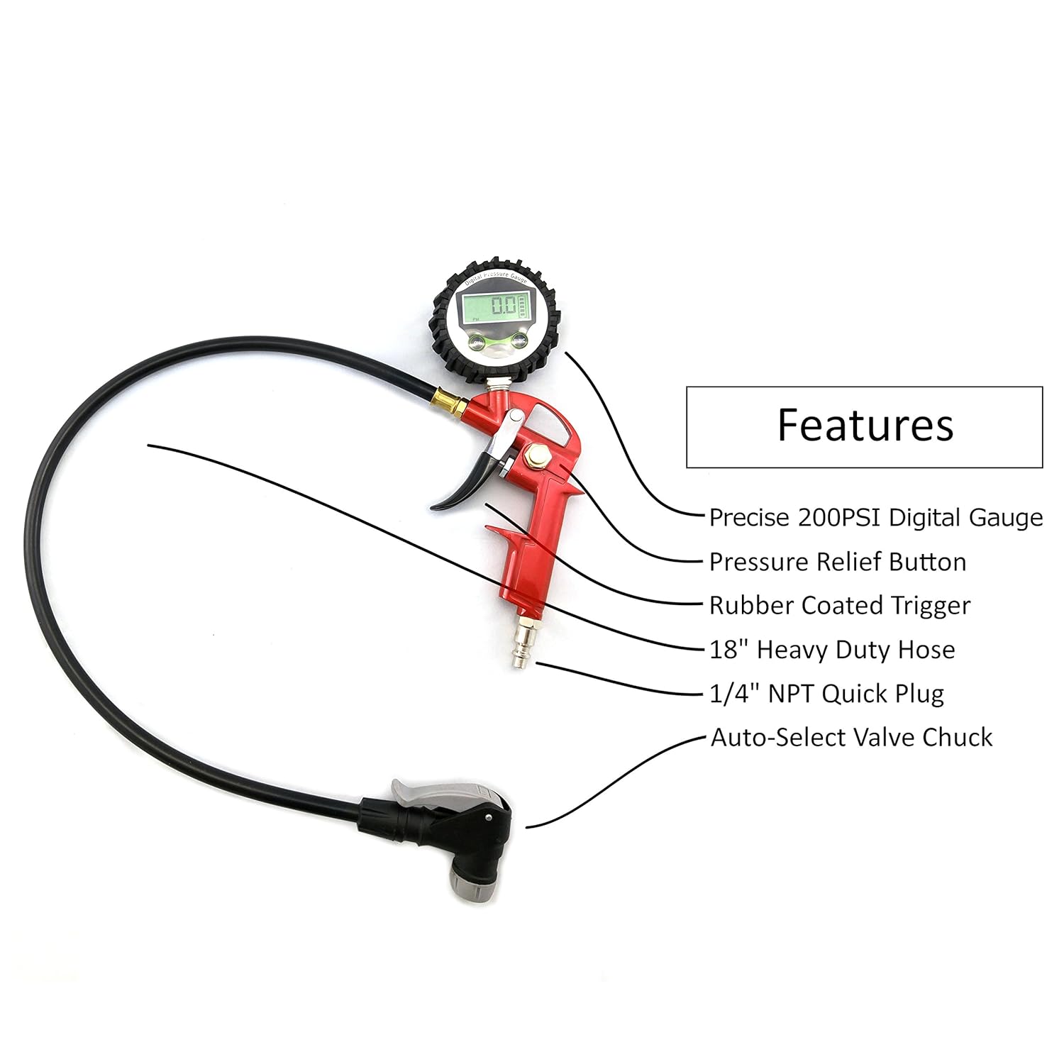 GrimmTools Digital Universal Bicycle Tire Inflator for Presta and