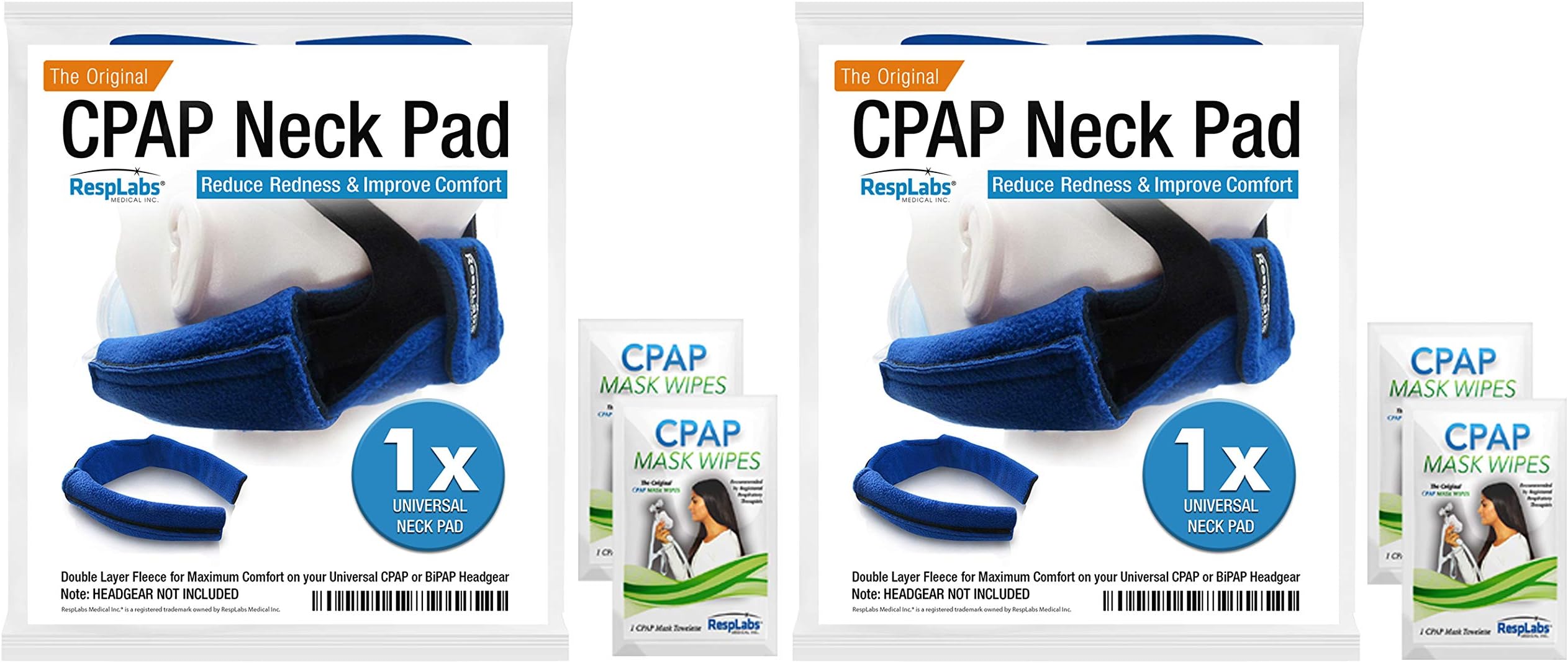 CPAP Neck Pad for Headgear Straps — [2 Pack] | The Original CPAP Neck Pad w/Built-in Strap Covers + Inclusions | Machine, Masks & Equipment Supplies by RespLabs