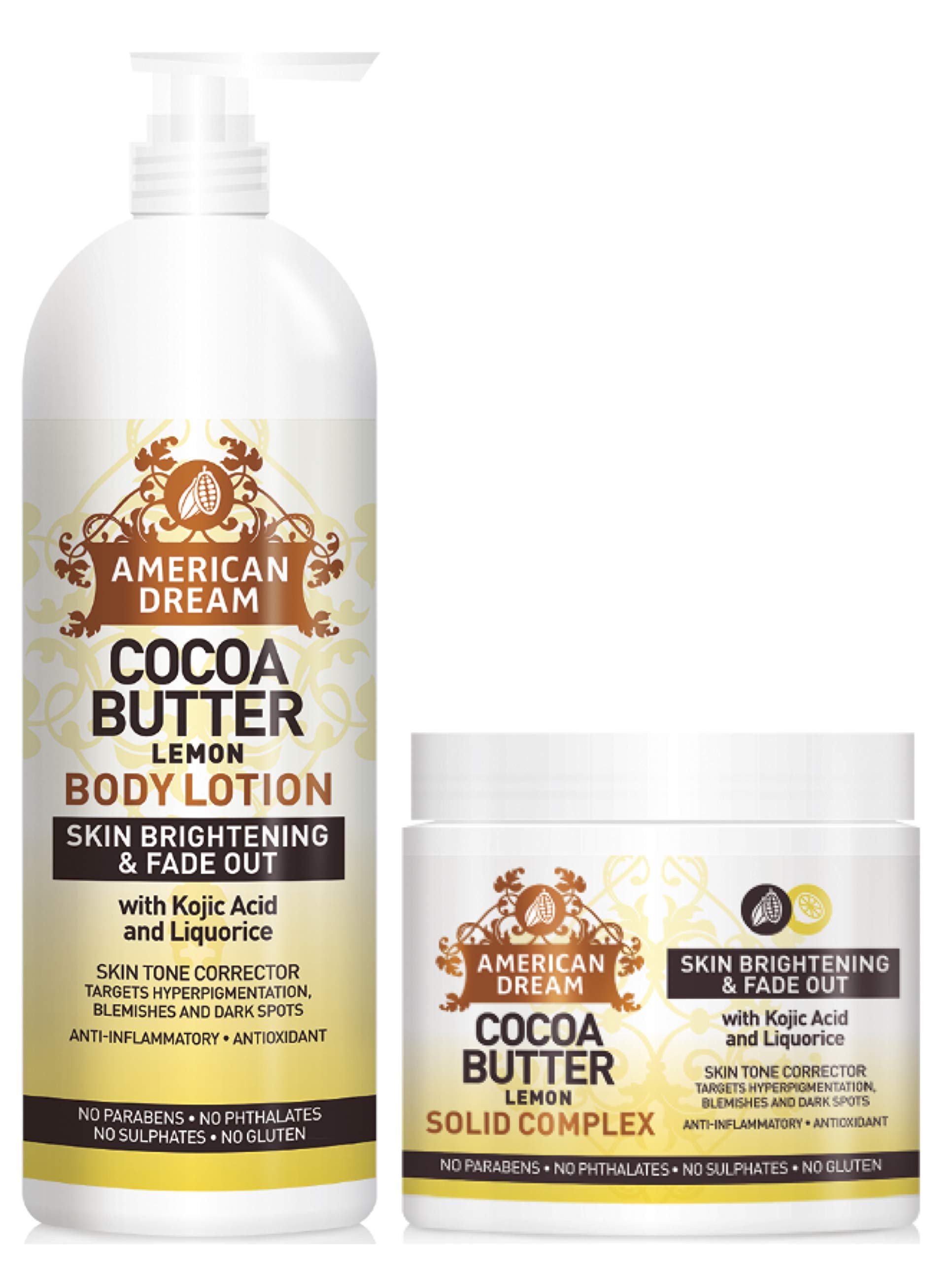 American Dream Cocoa Butter Lotion Lemon 16oz + Lemon Solid Complex 4oz