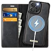 PlusnapX Wallet Case for iPhone 14 Pro Max Compatible with Magsafe, 2-in-1 PU Leather Flip RFID Blocking Card Holder Stand Shockproof Magnetic Detachable Cover for iPhone 14 Pro Max Case 6.7", Black