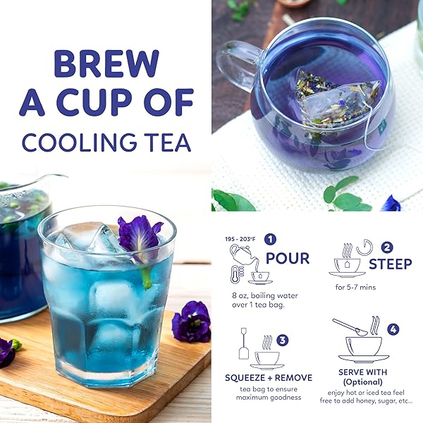 INDOCHINE BLENDS TEA BAGS | SUGAR-FREE, CAFFEINE-FREE HERBAL TEA | DOUBLE CHAMBER, INDIVIDUALLY WRAPPED BAGS | RICH IN NATURAL GOODNESS AND FLAVOR (50 TEA BAGS (PACK OF 1), COOLING (OOLONG, ARTICHOKE, BUTTERFLY PEA & PEPPERMINT TEA))