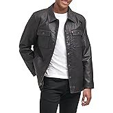 Levi's Men's Buffed Cow Faux Leather Hooded Trucker Jacket