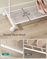 SONGMICS Clothes Rack on Wheels with Storage Shelf 74 cm Long White HSR130W01 view 4