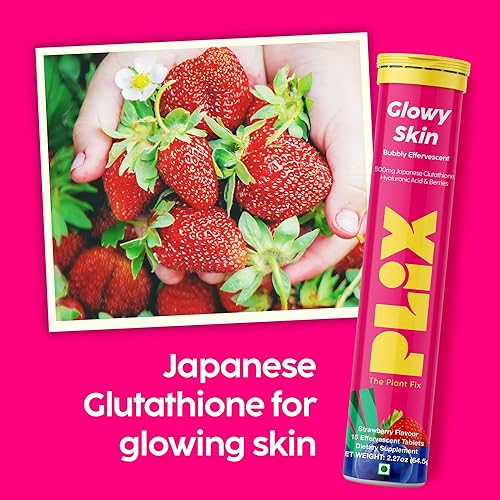 what benefits of glutathione PLIX - THE PLANT FIX Glutathione Tablets with Vitamin C for Clear and  Youthful Skin (Pack of 1, Strawberry)
