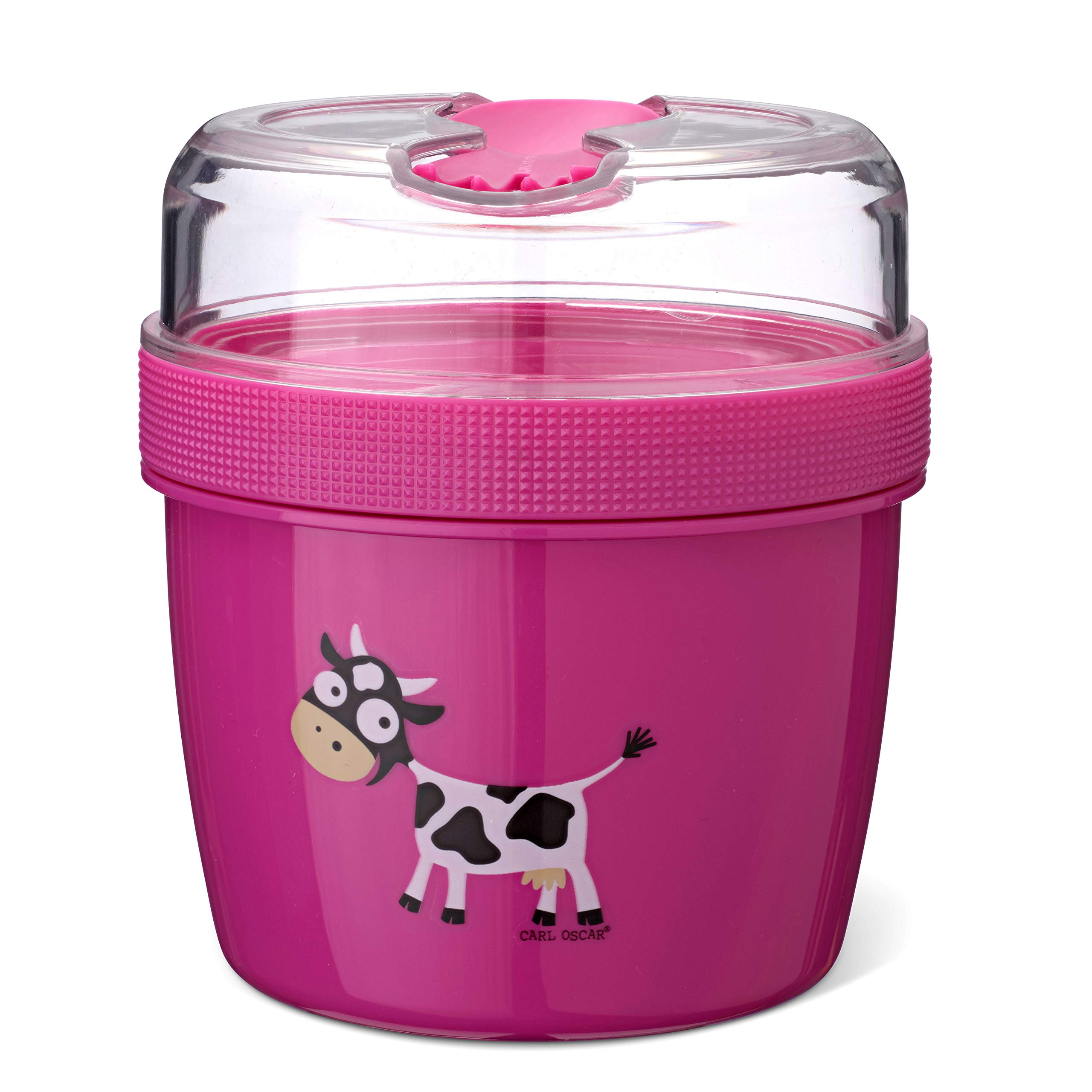 Nice Cup Small Lunch & Snack Box (2 Parts) Bento Box with a Cooling Agent - IN PINK - keeps your Lunch cool for several Hours, with Cutlery, Ø 11.7 x 12.9 cm, 0.6 L + 0.3 L