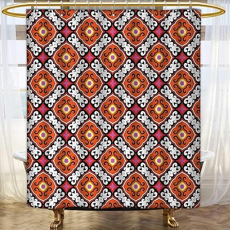 Anhounine Turkish Pattern Fabric Shower Curtains Bold Floral