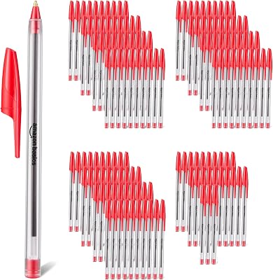 Kugelschreiber, Schnelltrocknend, ideal für Schule und Büro, Mittlere Strichstärke (1,0mm), Rot, 144er-Pack