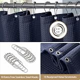 Navy Shower Curtain 152x214cm with Metal Hooks Weighted Hem view 4