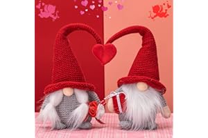 unanscre Valentine's Day Gnomes Plush Elf Decorations - 2PCS Mr & Mrs Conjoined Red Heart Handmade Gnome Swedish Tomte Dolls for Valentines Day Home Table Ornament, Party Favor Gift, Tiered Tray Decor