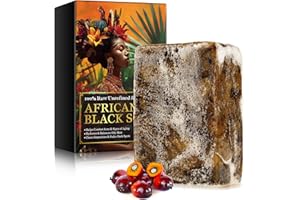 African Black Soap Original Bar, Unrefined Handmade with Shea Butter & Plantain Ash, Gentle Face & Body Cleanser for Sensitiv