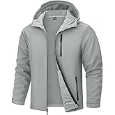 TACVASEN Men's Hooded Softshell Jacket Lightweight Waterproof Fleece Lined Windbreaker Rain Jacket Winter Outdoor Hiking