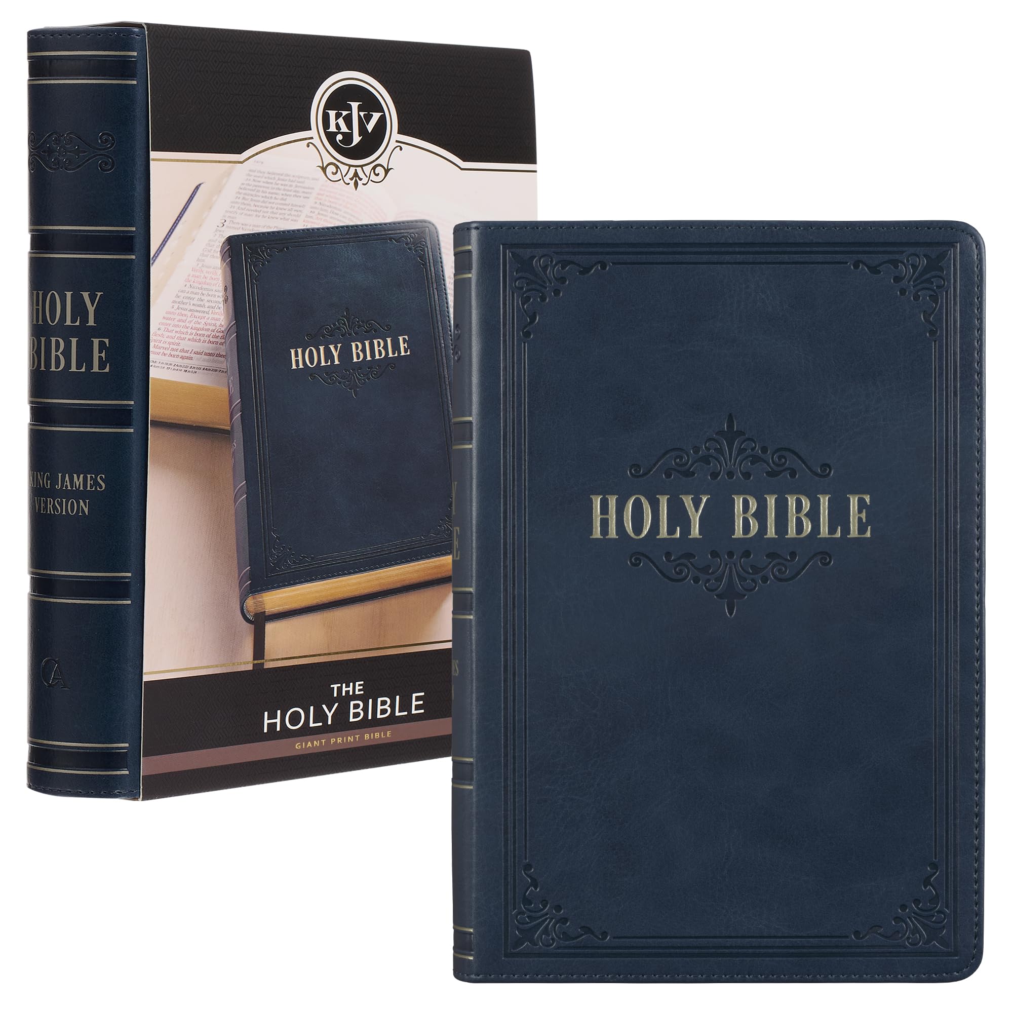 KJV Holy Bible, Giant Print Standard Size Faux Leather Red Letter Edition - Ribbon Marker, King James Version, Dark Blue (KJV Standard GP Editions) KJV Holy Bible, Giant Print Standard Size Faux Leather Red Letter Edition - Ribbon Marker, King James Version, Dark Blue (KJV Standard GP Editions) Imitation Leather